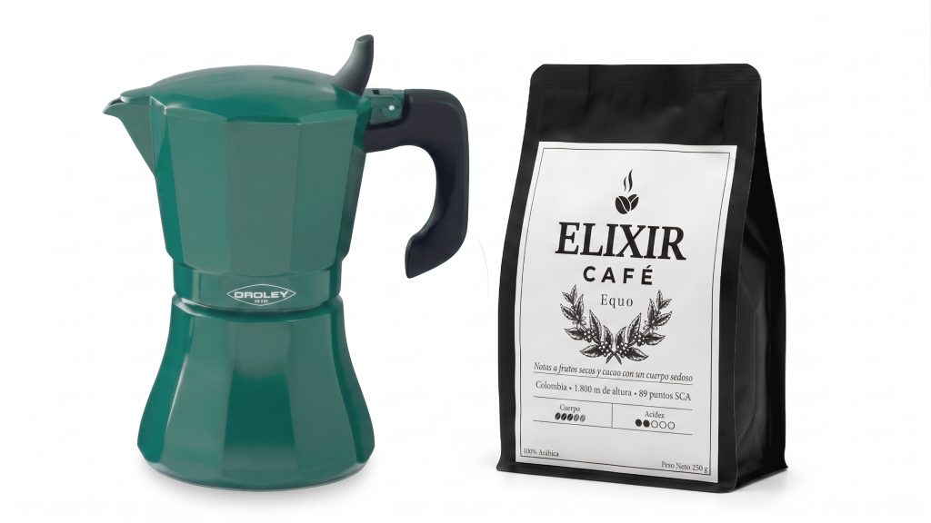 Cafetera Italiana Oreley Petra + Café Elixir Variedades